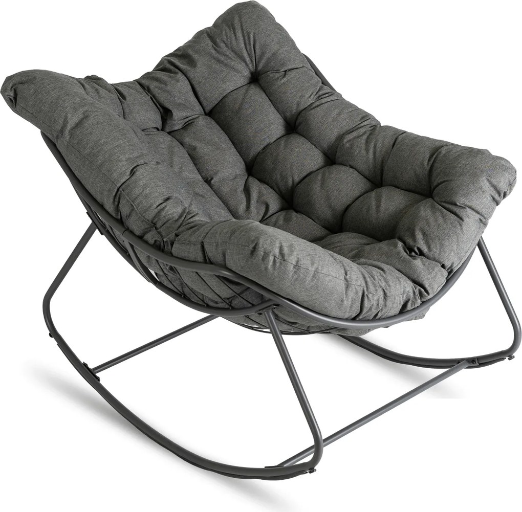 Fotel Bujany Ogrodowy LAREDO na Płozach Wypoczynkowy Szary Nowoczesny