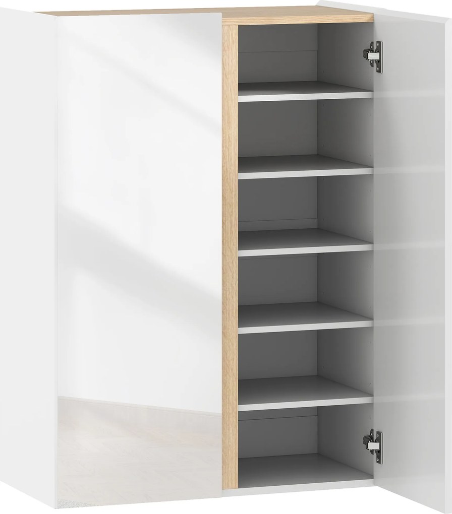 HOMCOM Szafka na buty z funkcją Soft-Close, 6-poziomowy design bez uchwytów, pomieści do 18 par, do przedpokoju, korytarza, drewno, biała