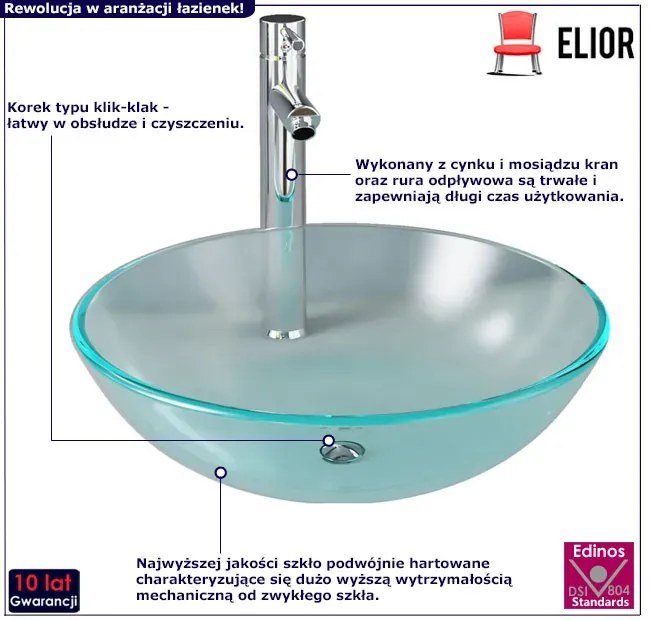 Umywalka nablatowa ze szkła hartowanego z kranem G1-H67