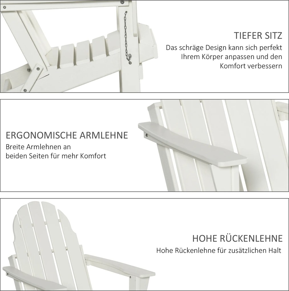 Outsunny krzesło ogrodowe Adirondack kolor biały 75 cm x 87 cm x 93 cm