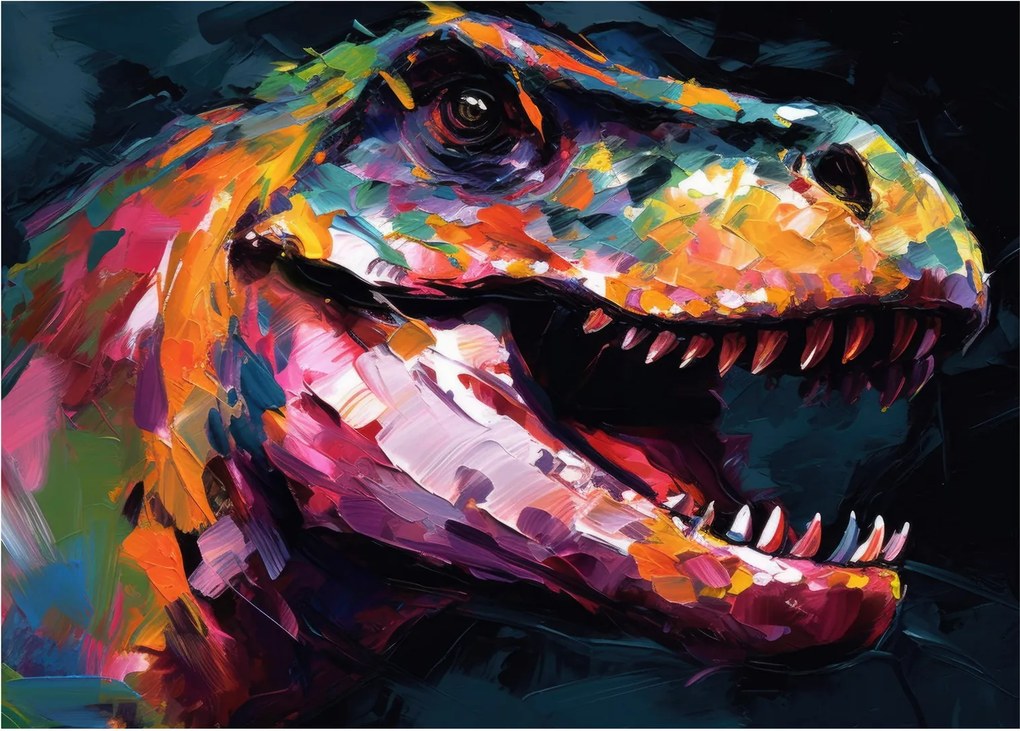 Obraz na szkle - Dinozaur, malarstwo (70x50 cm)