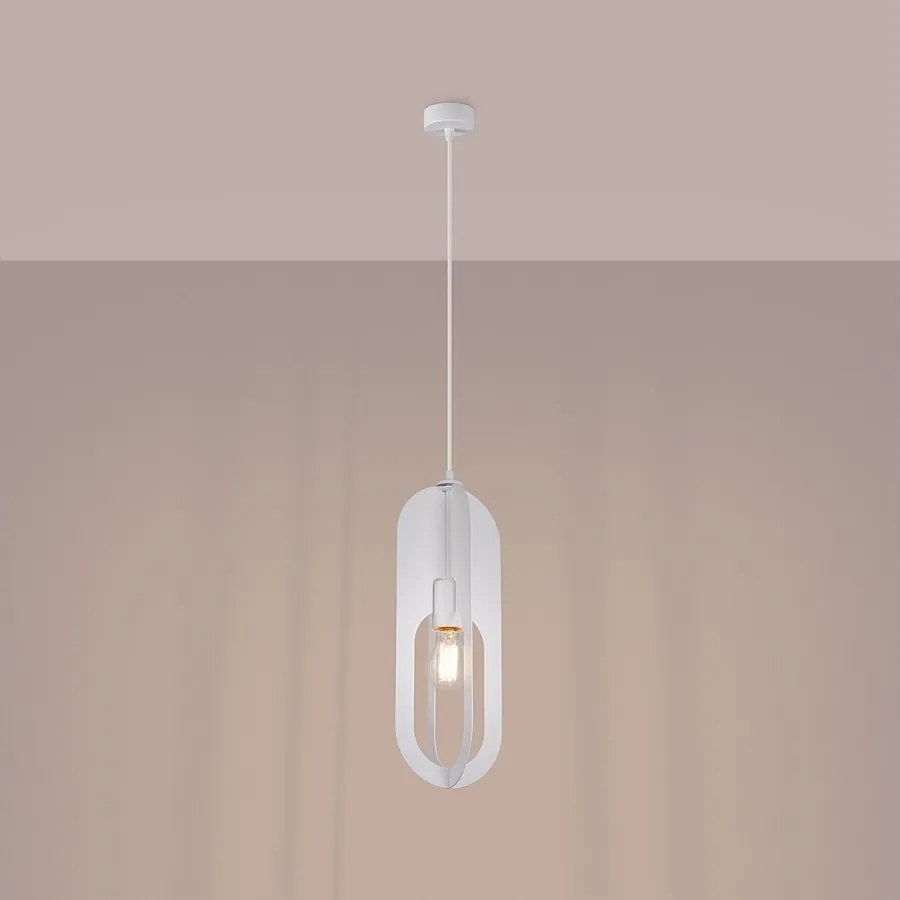 Lampy wiszące nowoczesny Synexus, stal - 1 źródło światła 3000K - L.11 x H.140 cm - biały