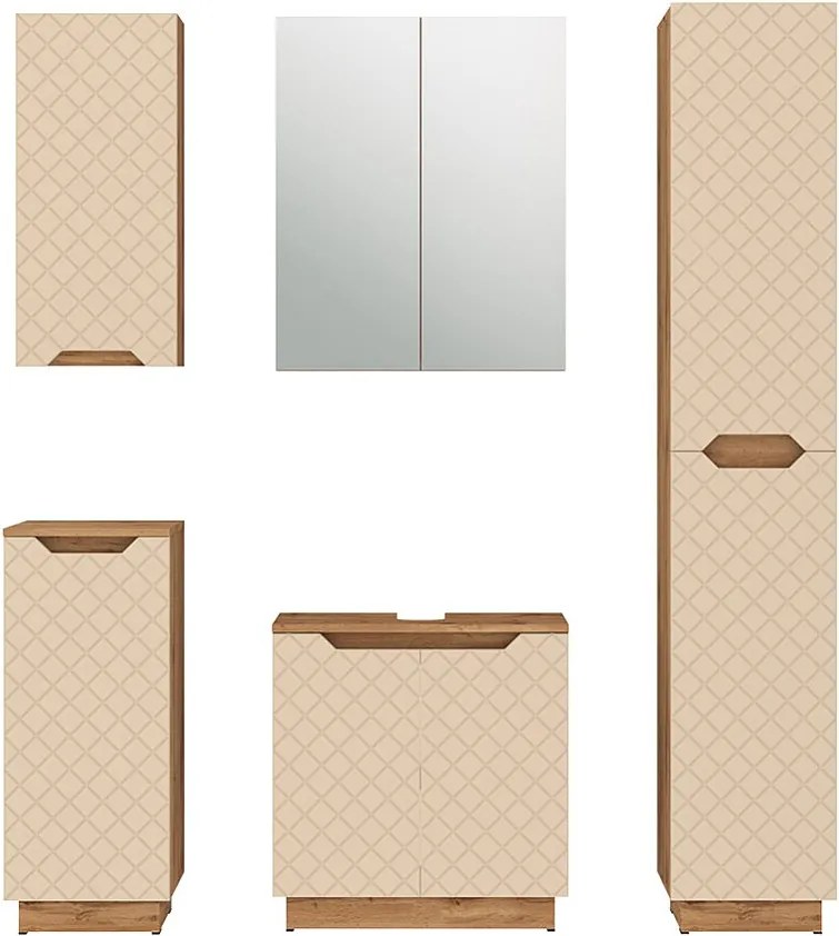 Zestaw mebli łazienkowych dąb/kaszmir ze strukturą płytek 59.8x32x62.1 lotta