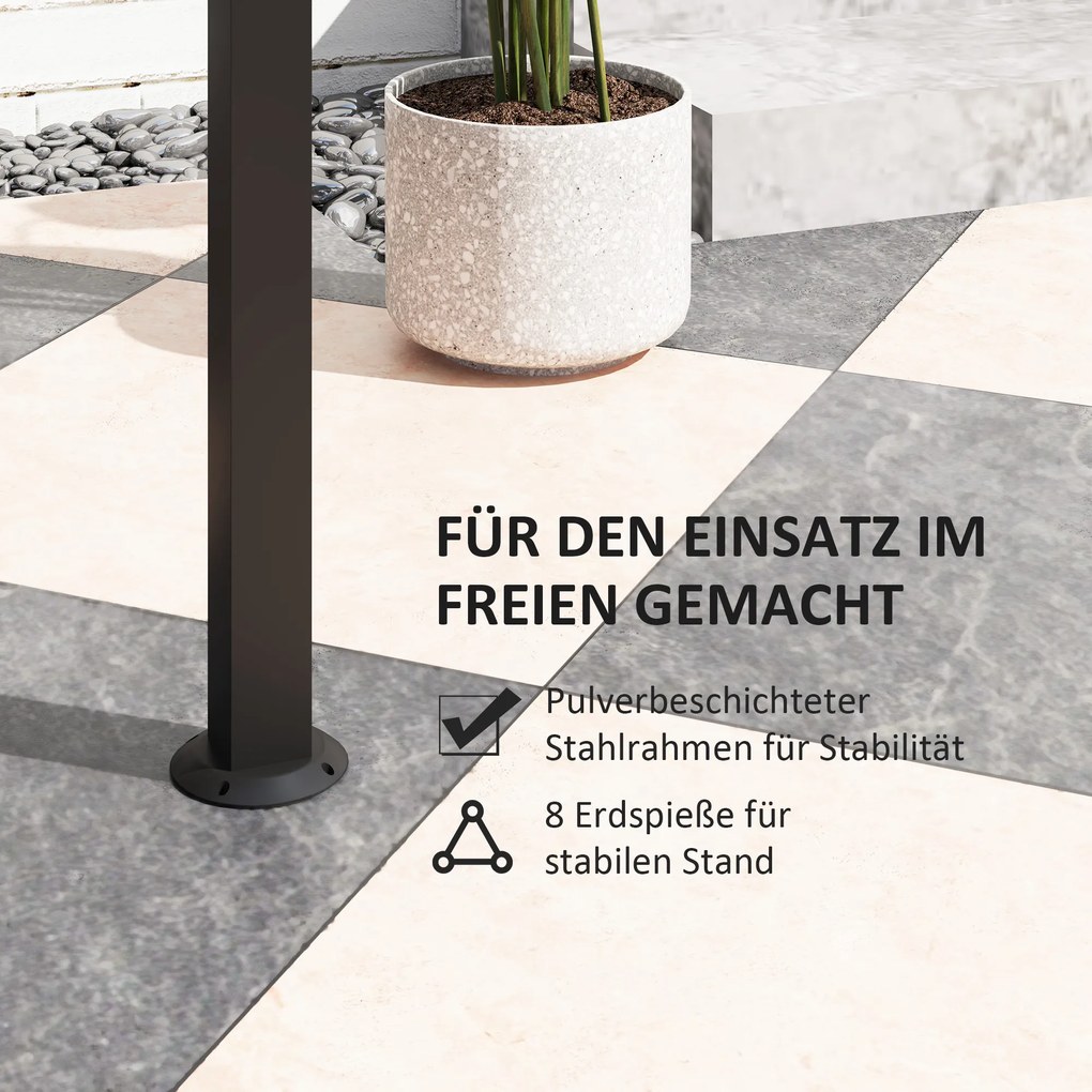 Outsunny Pawilon Grillowy, 2 Boczne Półki, Haki, Rama ze Stali, 1,1 x 2,3m, Ciemnoszary