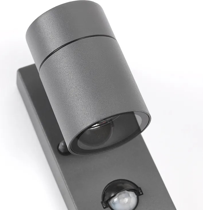 Lampa ścienna zewnętrzna antracytowa IP44 z czujnikiem ruchu - Solo