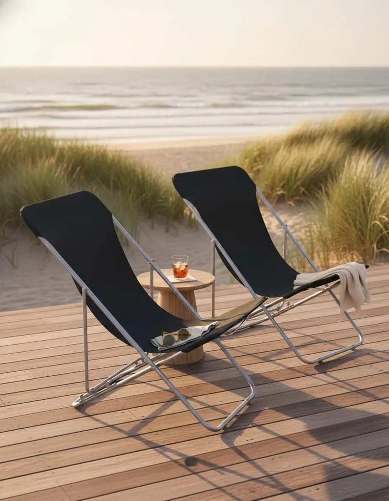 Składane krzesła plażowe czarne A1-P05