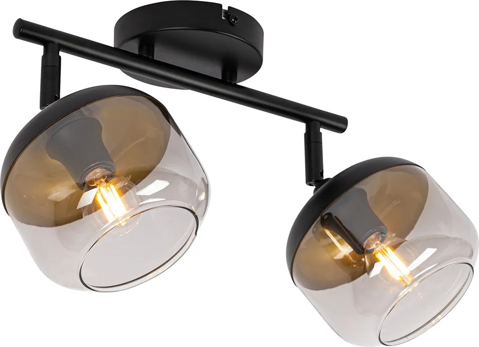 Designerski reflektor czarny ze złotem i dymionym szkłem 2-światła - Kyan