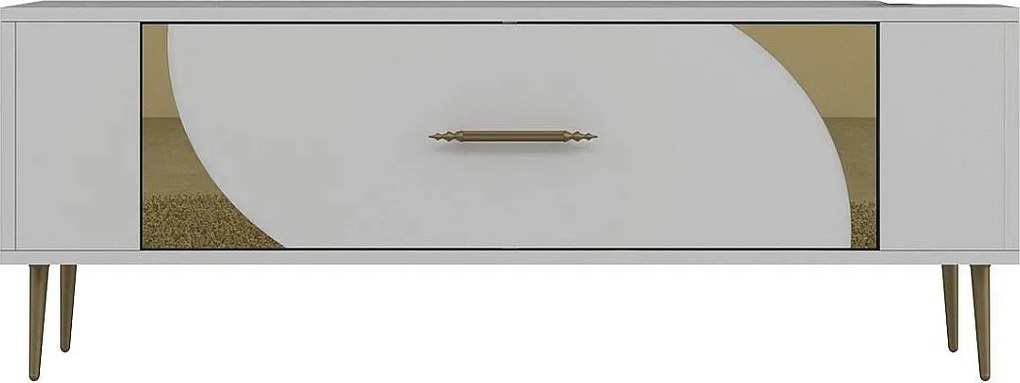 Stojak pod TV – 120 cm x 48,2 cm x 26,4 cm – Biały i złoty – Melamina