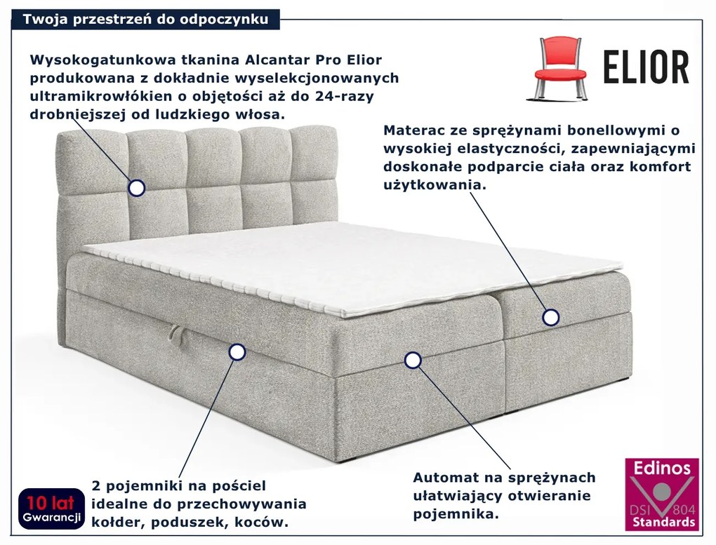 Jasnoszare tapicerowane łóżko kontynentalne 5 rozmiarów M8-R19