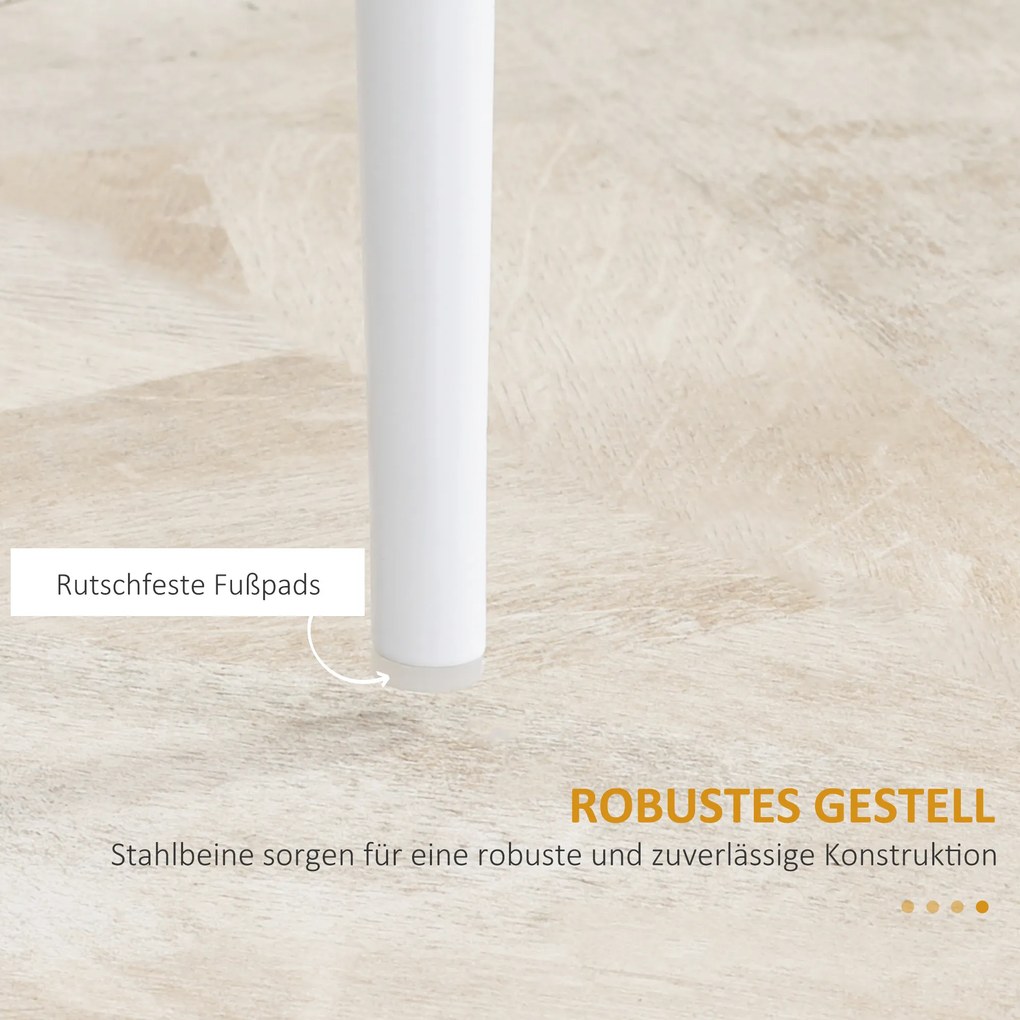 HOMCOM Krzesło Jadalniane Zestaw 4 Tapicerowane Kuchenne Białe Wygodne | Aosom PL