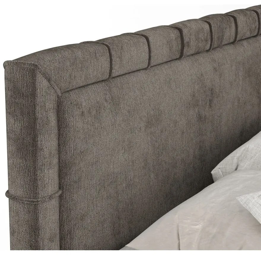 Ciemnoszare łóżko boxspring ze schowkiem 180x200 cm Voyage – Maison de Rêve