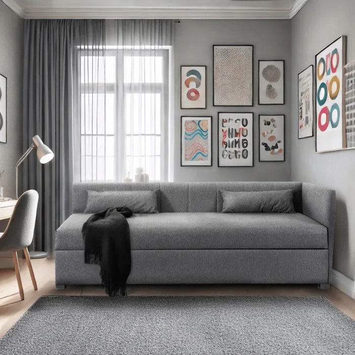 Łóżko Tapczan Młodzieżowe KARO 2 90x200 cm Narożne Szare