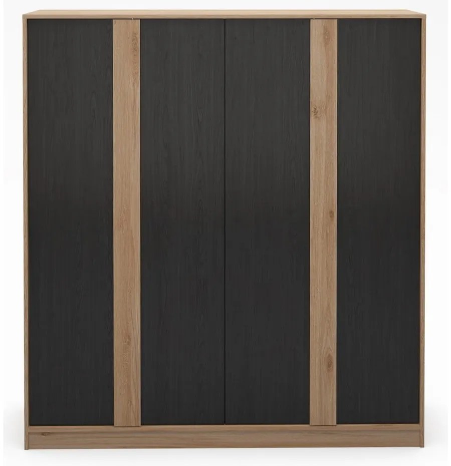 Czarno-naturalna szafa w dekorze dębu 180x197,5x53 cm Dennis – Marckeric
