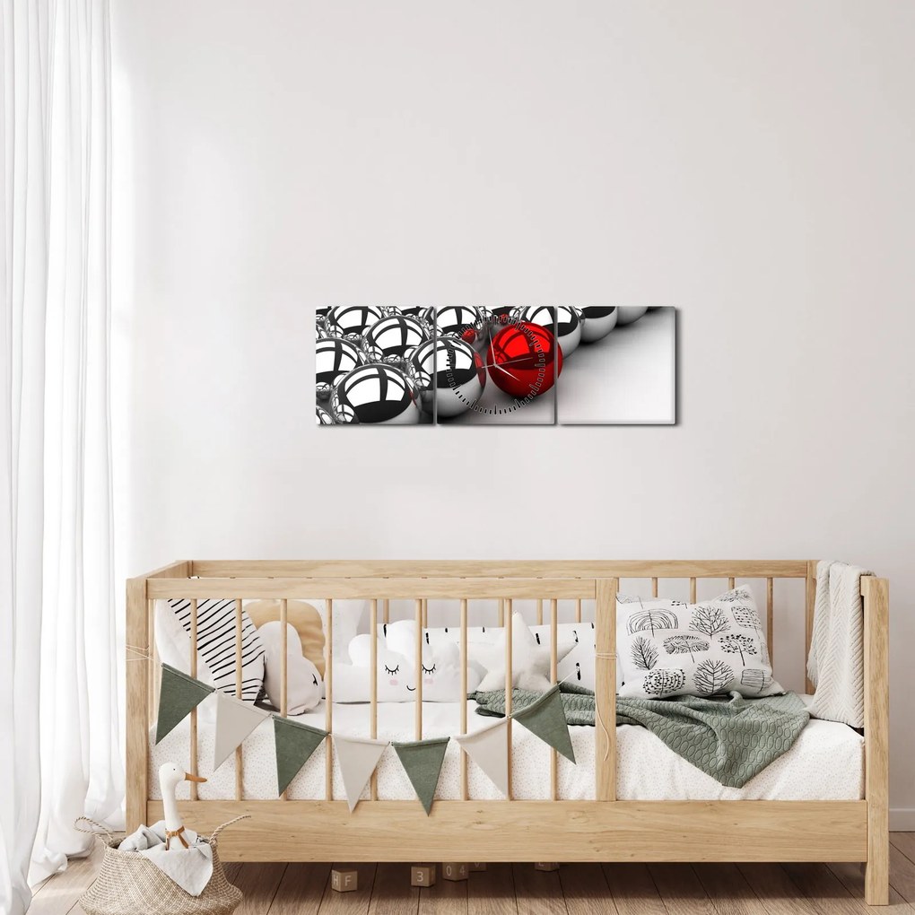 Obraz błyszczących kulek (z zegarem) (90x30 cm)