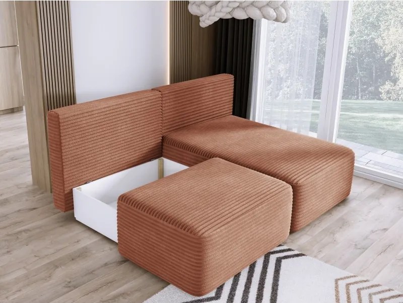 Narożnik TILIA wolnostojący układ L strona Prawa z funkcją spania w tkaninie Tilia 52