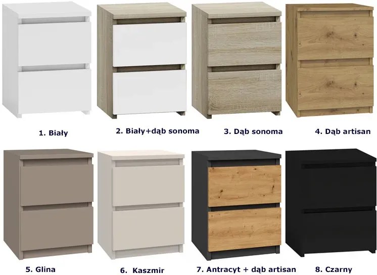 Szafka nocna z dwoma szufladami Lanilo 2X - dąb artisan