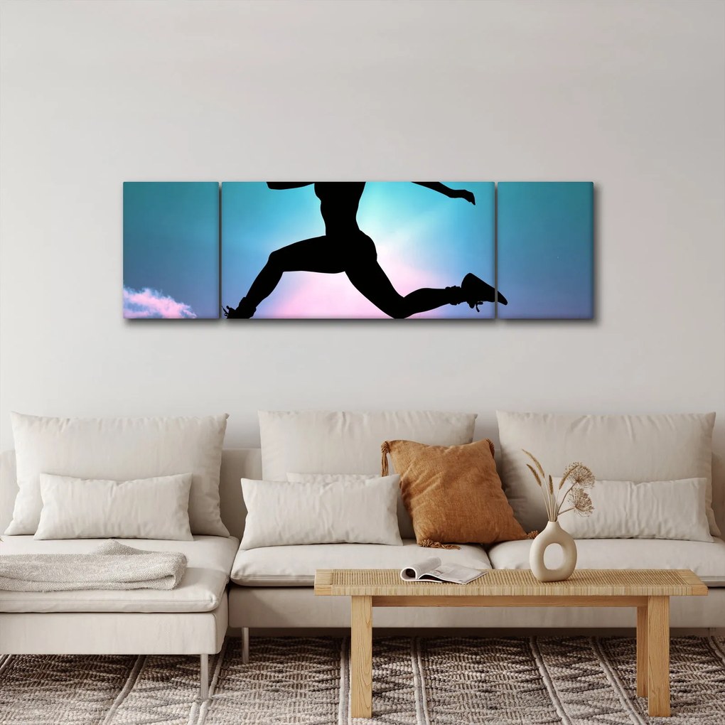 Obraz skaczącej sylwetki kobiety (170x50 cm)