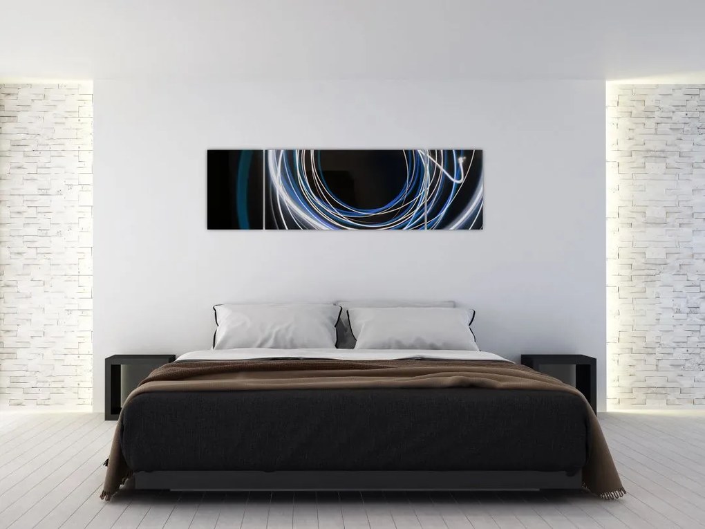 Obraz niebieskich linii (170x50 cm)