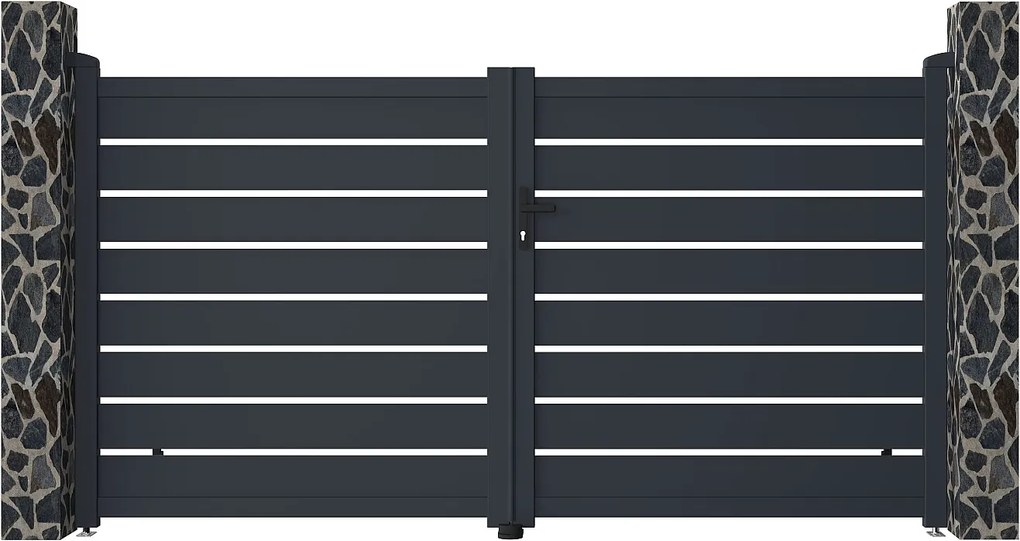 Elektryczna ażurowa aluminiowa brama skrzydłowa dł. 305 x wys.166 cm antracyt PRIMO