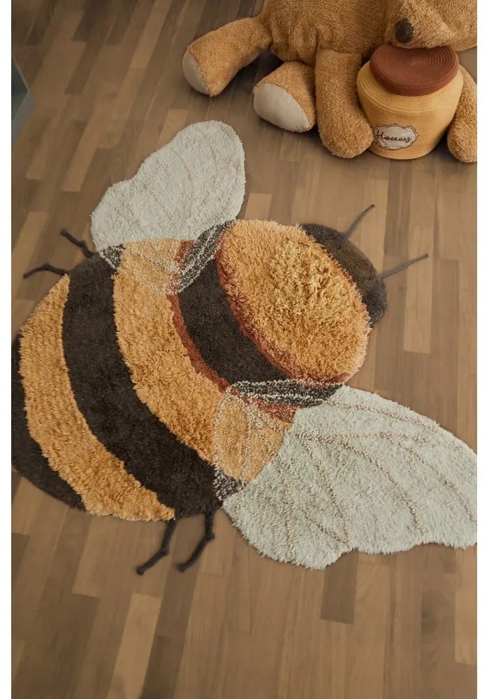 Żółty bawełniany dywan dziecięcy tkany ręcznie odpowiedni do prania 115x150 cm Bee – Lorena Canals