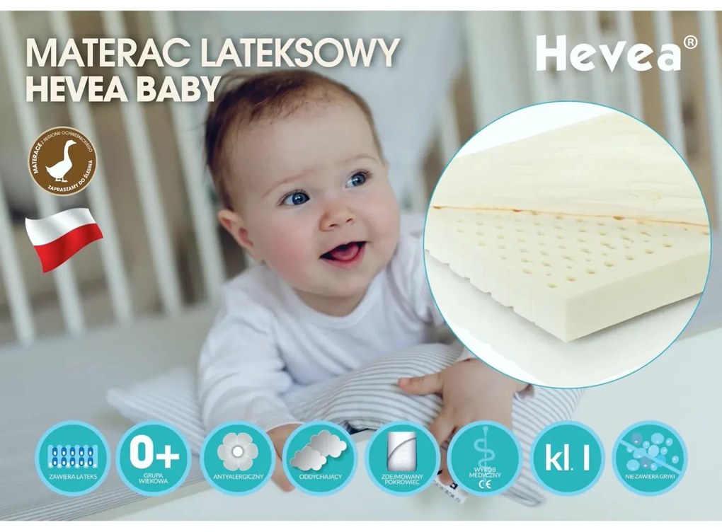 Materac lateksowy Baby 70x130 H2 HEVEA