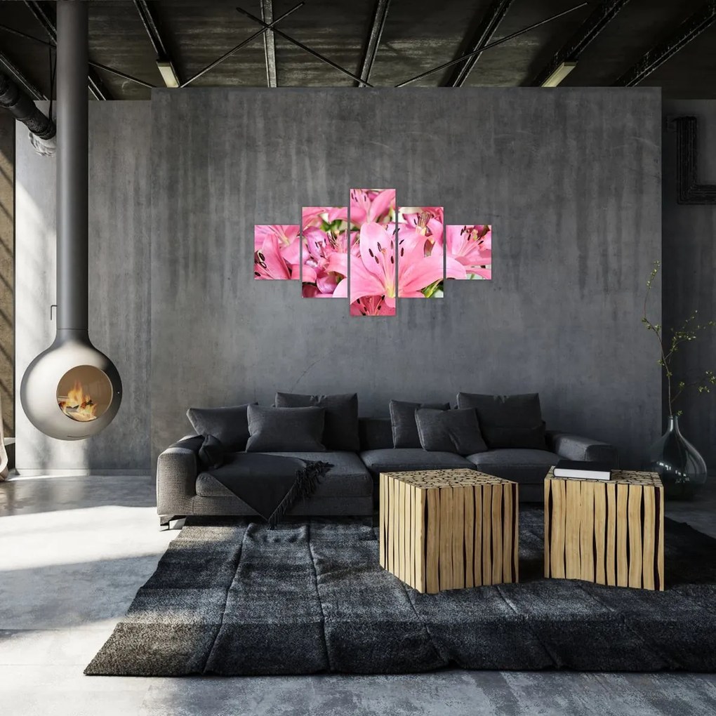 Obraz - Różowe lilie (125x70 cm)