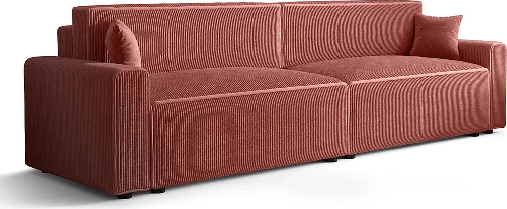 Łososiowa sofa rozkładana z pojemnikiem na pościel L0-L28