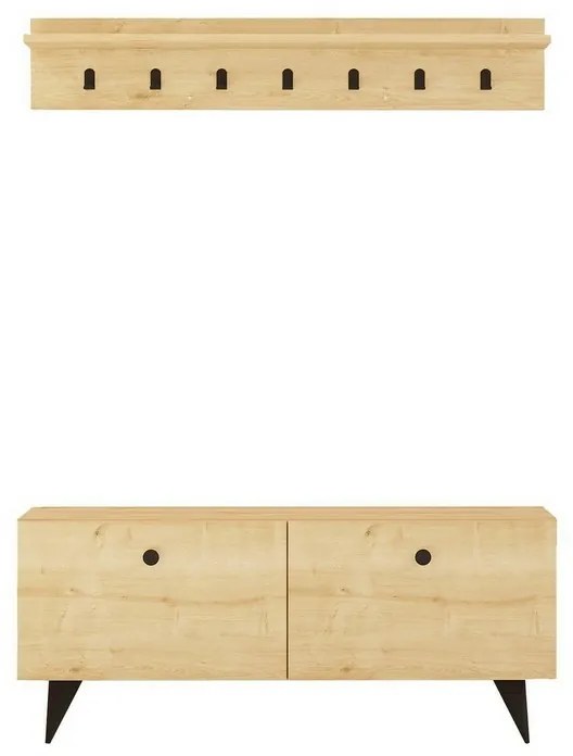 Wieszak ścienny z półką na buty Rupa Oak