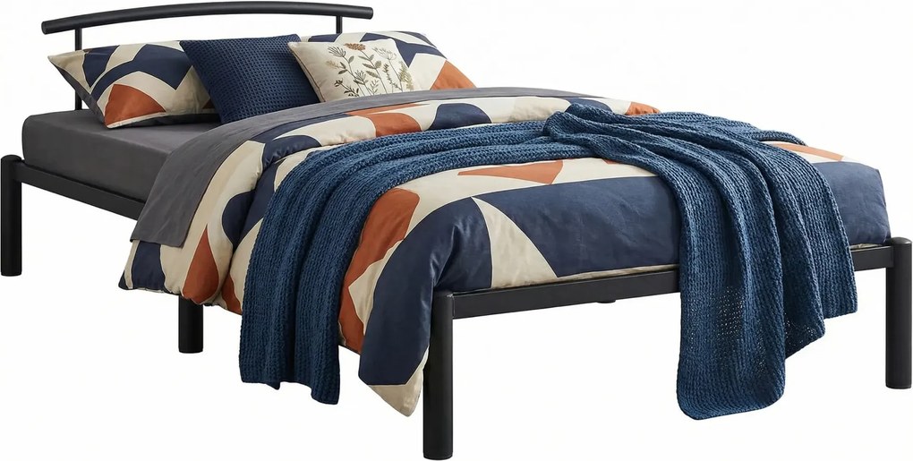 Czarne metalowe łóżko pojedyncze 90 x 200 cm S8-T46