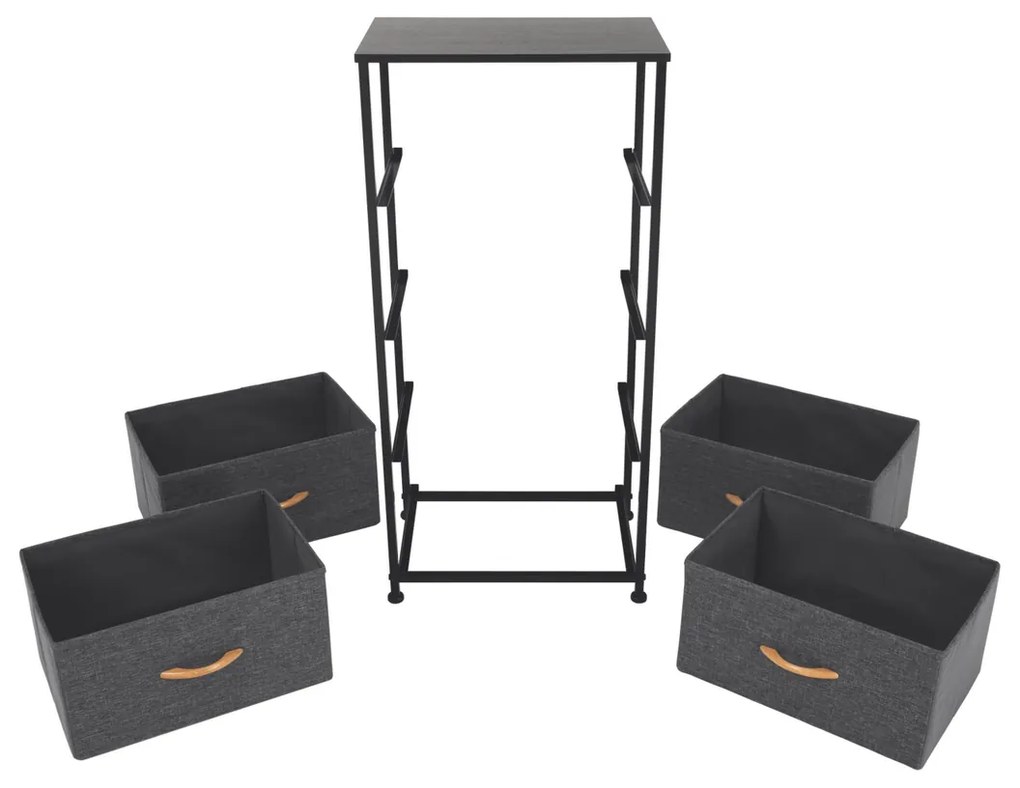 Komoda z szufladami z tkaniny PALMERA, czarny