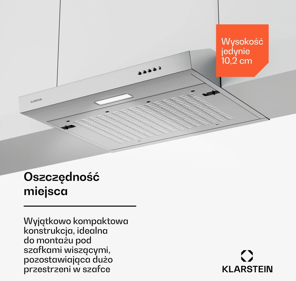 Klarstein SlimVent 60 Silver okap zapewniający świeże powietrze w kuchni
