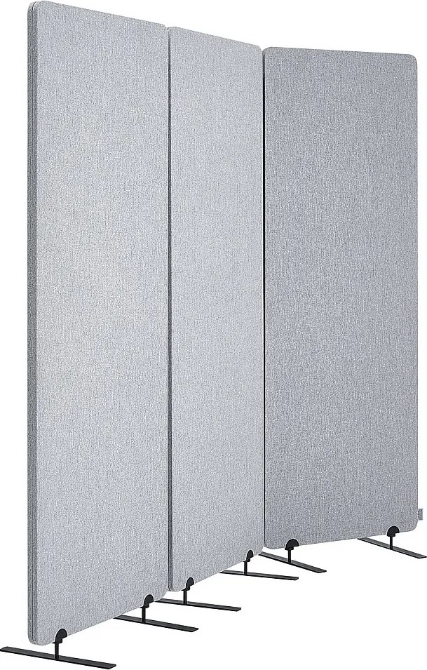 Przegroda SucceBuy Parawan Do Oddzielania Pomieszczeń 2 Stopy 3 Panele PET Poliester Szary Ekran Prywatności