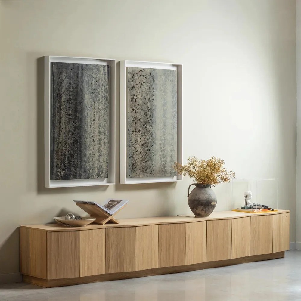 Szafka pod TV z litego drewna dębowego w naturalnym kolorze 200x52x45 cm Zuma – WOOOD