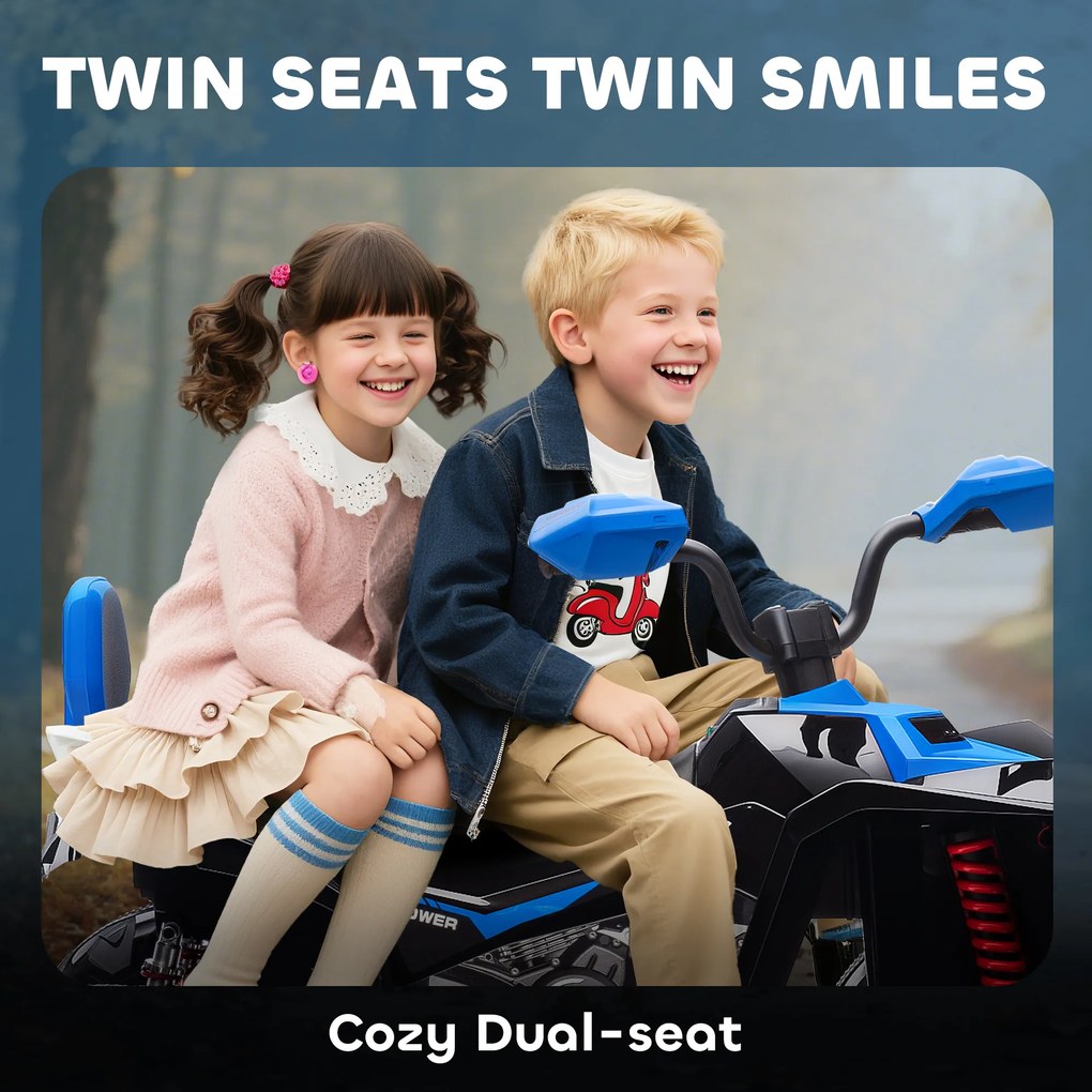 AIYAPLAY Elektryczny quad dla dzieci, pojazd 24V z 4 kołami, reflektory, port USB, funkcja MP3, 6,5 km/h, 3-8 lat