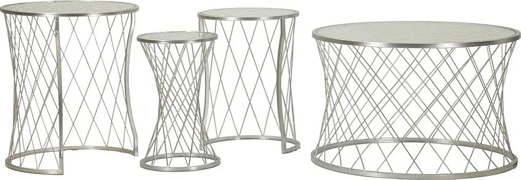 Zestaw Stolików Pomocniczych VKH571, Srebrny, 70x70x45 cm, Kendra Home