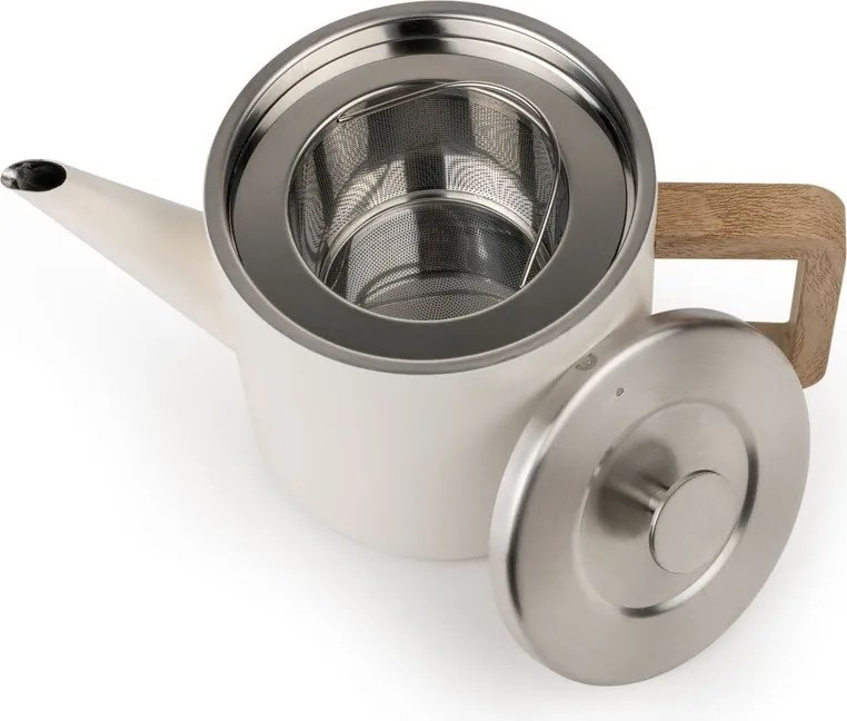 Dzbanek do herbaty ze stali nierdzewnej z sitkiem w kolorze kości słoniowej 1,1 l Duet Narvik – Bredemeijer