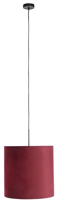 Lampa wisząca z abażurem z czerwonego weluru ze złotem 40 cm - CombiWiejski/ Rustykalny / Vintage Oswietlenie wewnetrzne