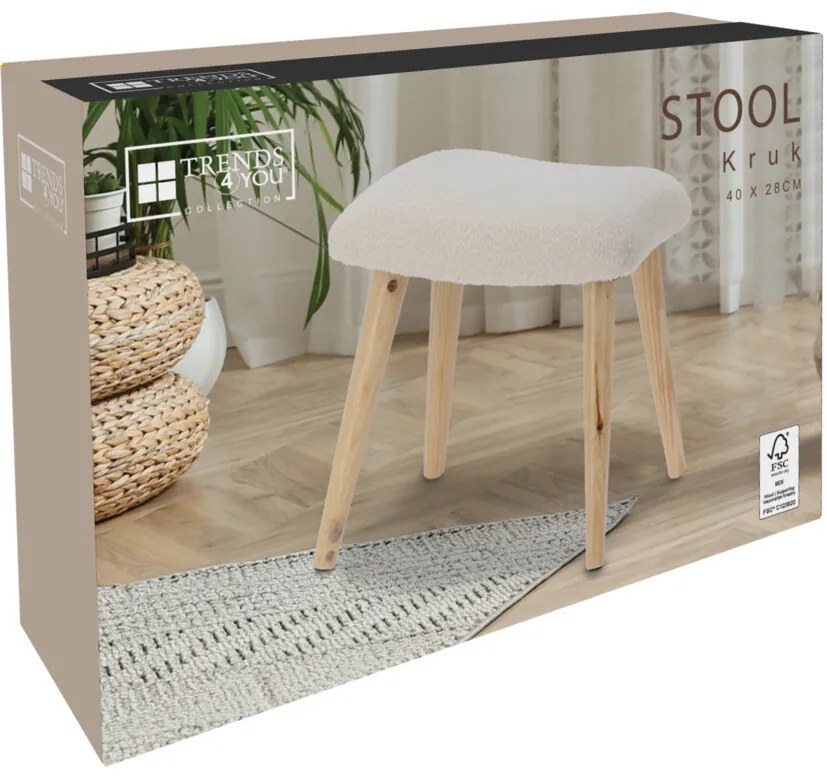 Stołek Bouclé, biały