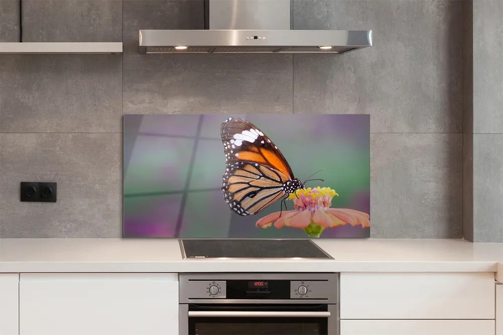 Panel Szklany Detal: Motyl i Kwiat