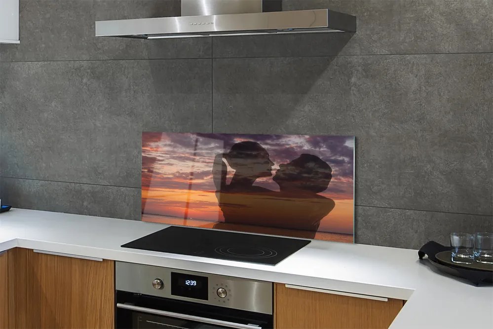 Panel szklany do Kuchni Ludzie nad Morzem pod Chmurami