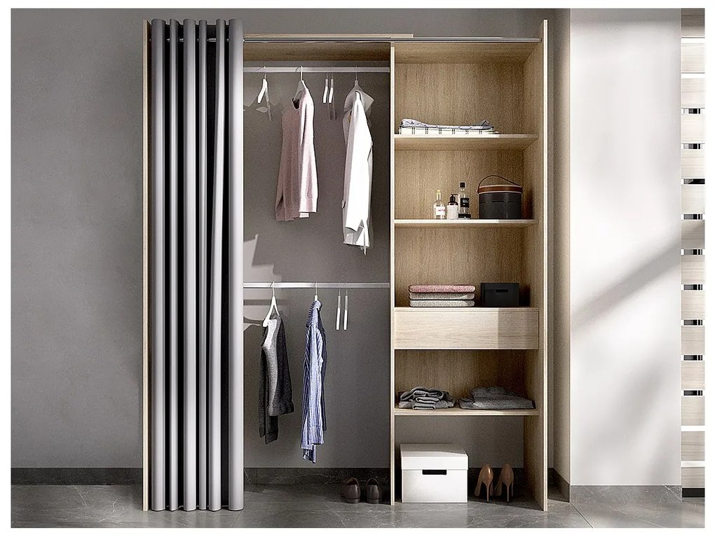 Rozkładana garderoba LAURENT - Dł.110/160 cm - Kolor: Dąb i szary