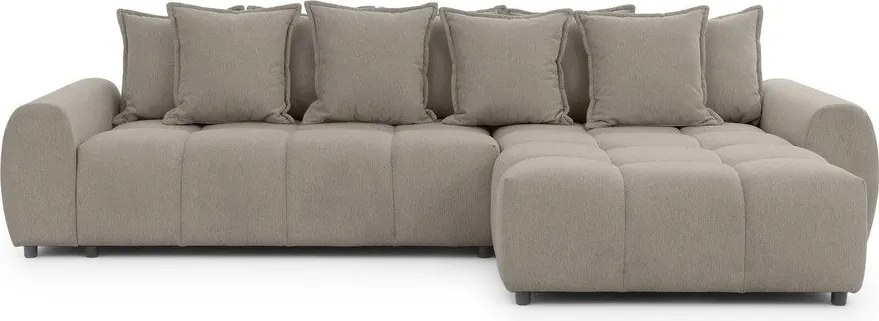 Szarobrązowy narożnik (prawostronny/z szezlongiem) Albane – Ropez