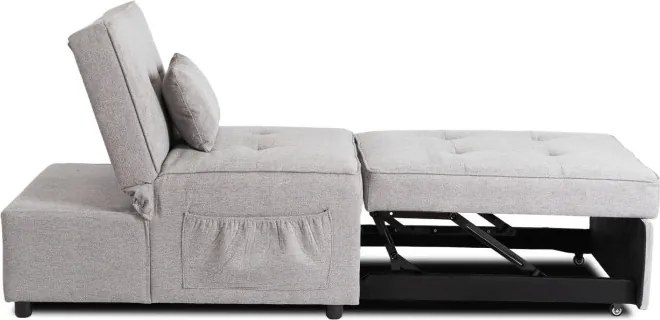Fotel Wypoczynkowy Rozkładany IBERIS 67 cm Szary Tapicerowany Nowoczesny