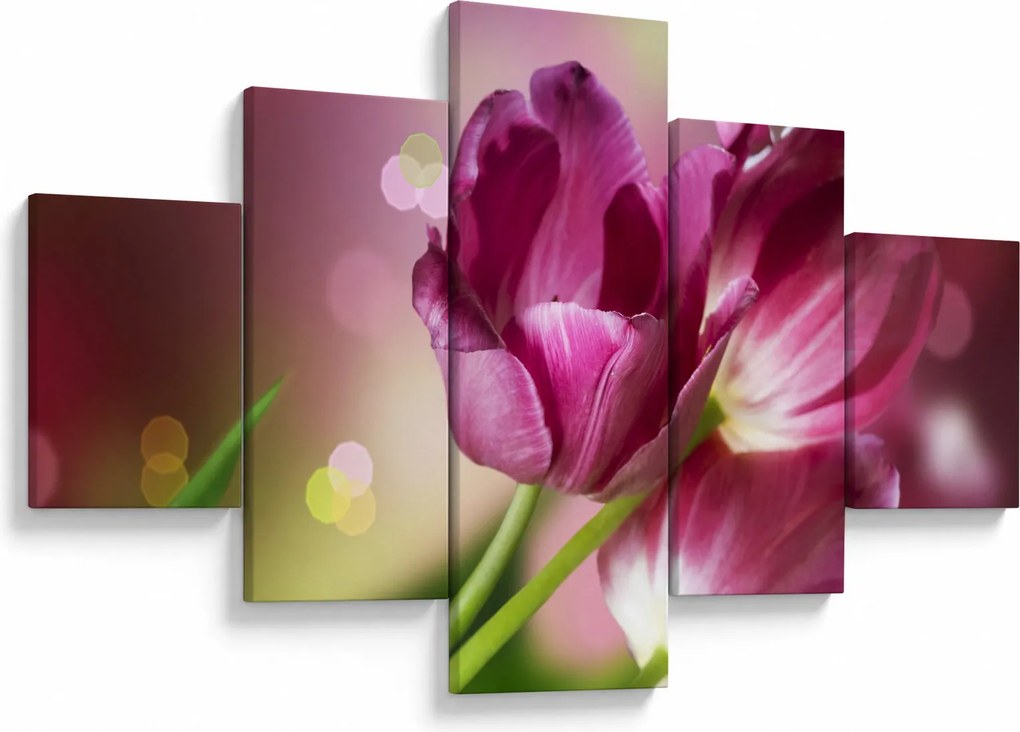 Obraz różowych tulipanów (125x70 cm)