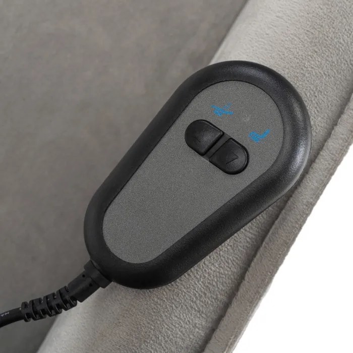 Fotel Wypoczynkowy COLTON z Funkcją Wstawania Elektrycznie Rozkładany Szary Welurowy Nowoczesny