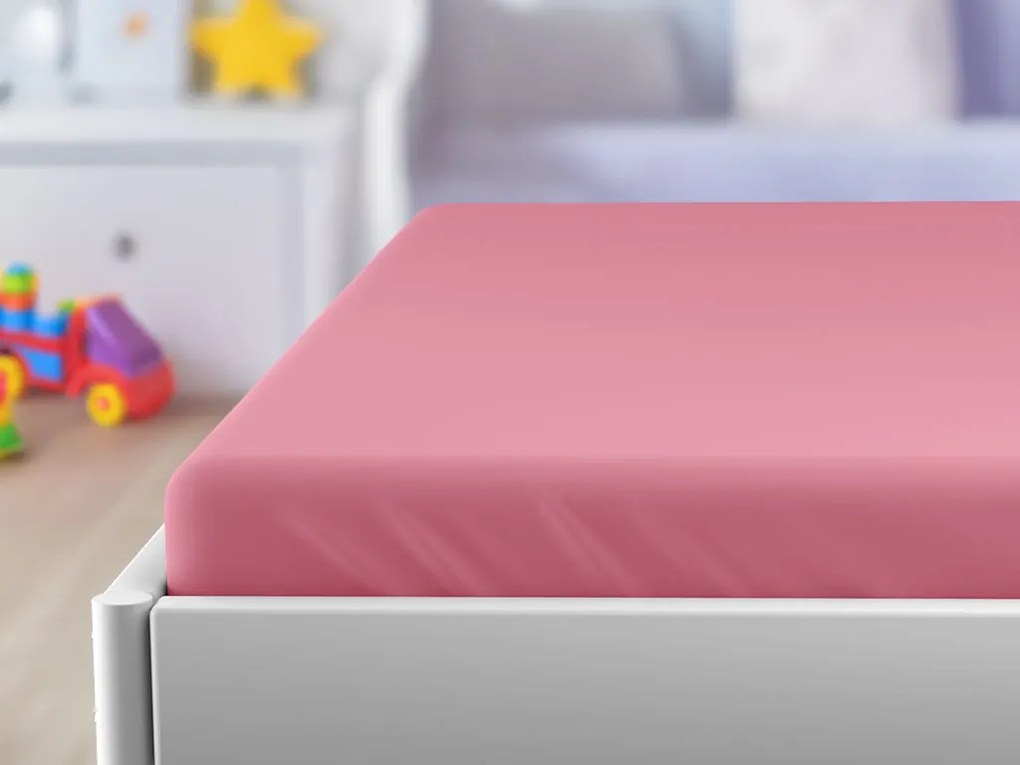 PrzytulneMieszkanie.pl Nieprzemakalne prześcieradło do dziecięcego łóżeczka JERSEY 70x140 cm różowe