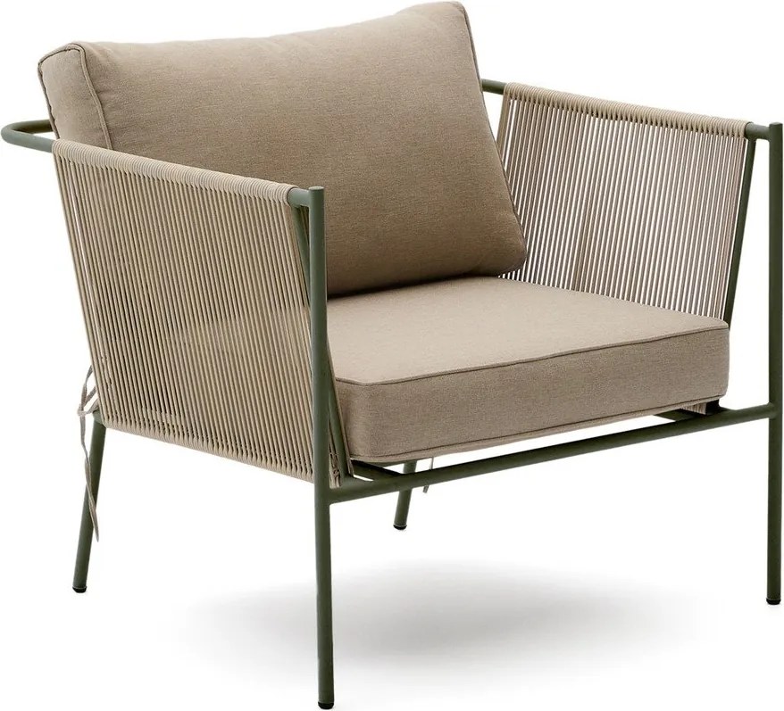 Zielony/beżowy metalowy fotel ogrodowy Zivia – Kave Home
