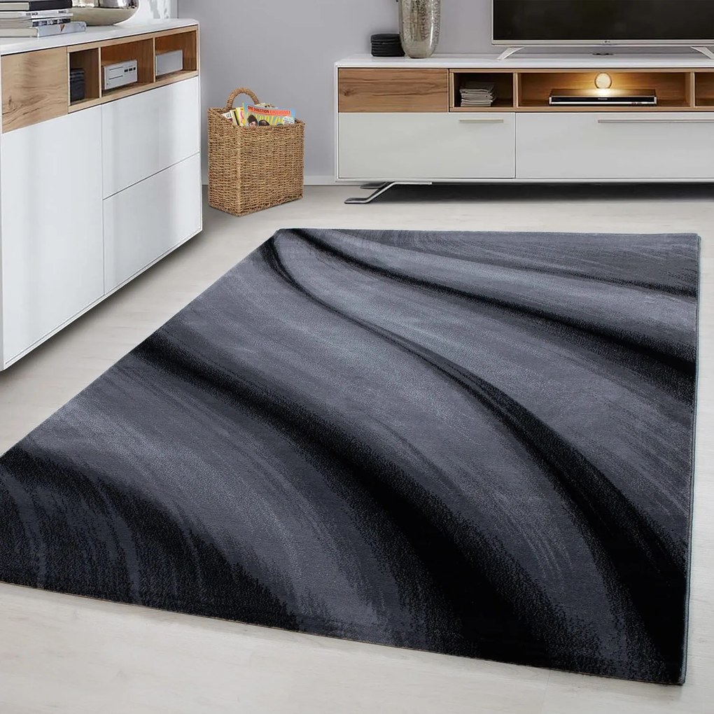 Dywan nowoczesny Miami fale szaro-czarny 160 cm x 230 cm
