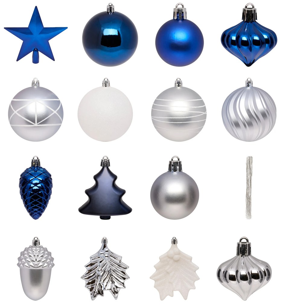 Komplet bombek i ozdób świątecznych, 60 sztuk