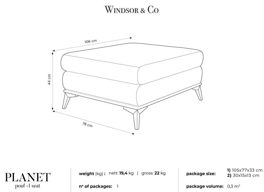 Ciemnoszary puf Windsor &amp; Co Sofas Planet